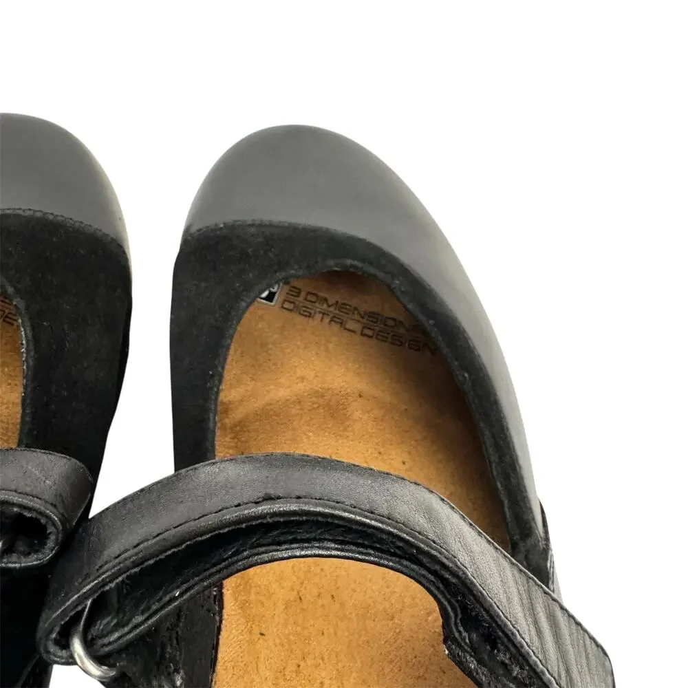 abeo Black Leather‎ Suede Orthotic Arch Support Mary Jane Comfort Shoe Sz 9.5